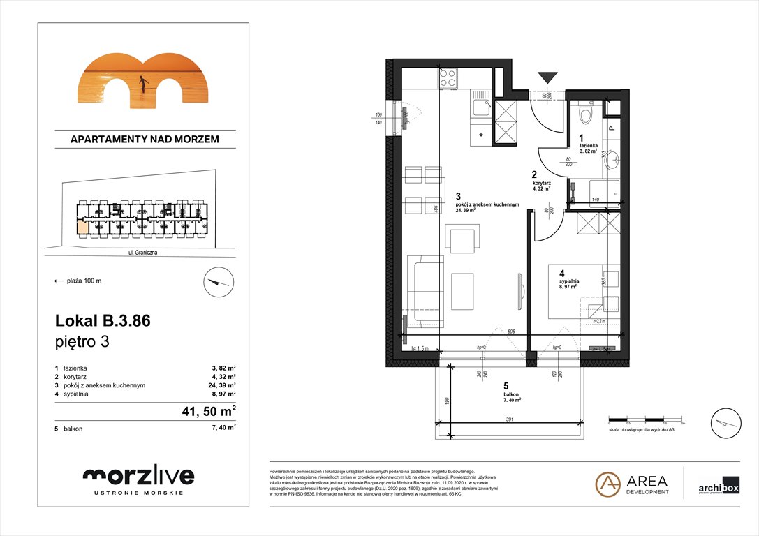 Nowe mieszkanie dwupokojowe MORZLIVE Ustronie Morskie, Graniczna 4  42m2 Foto 1