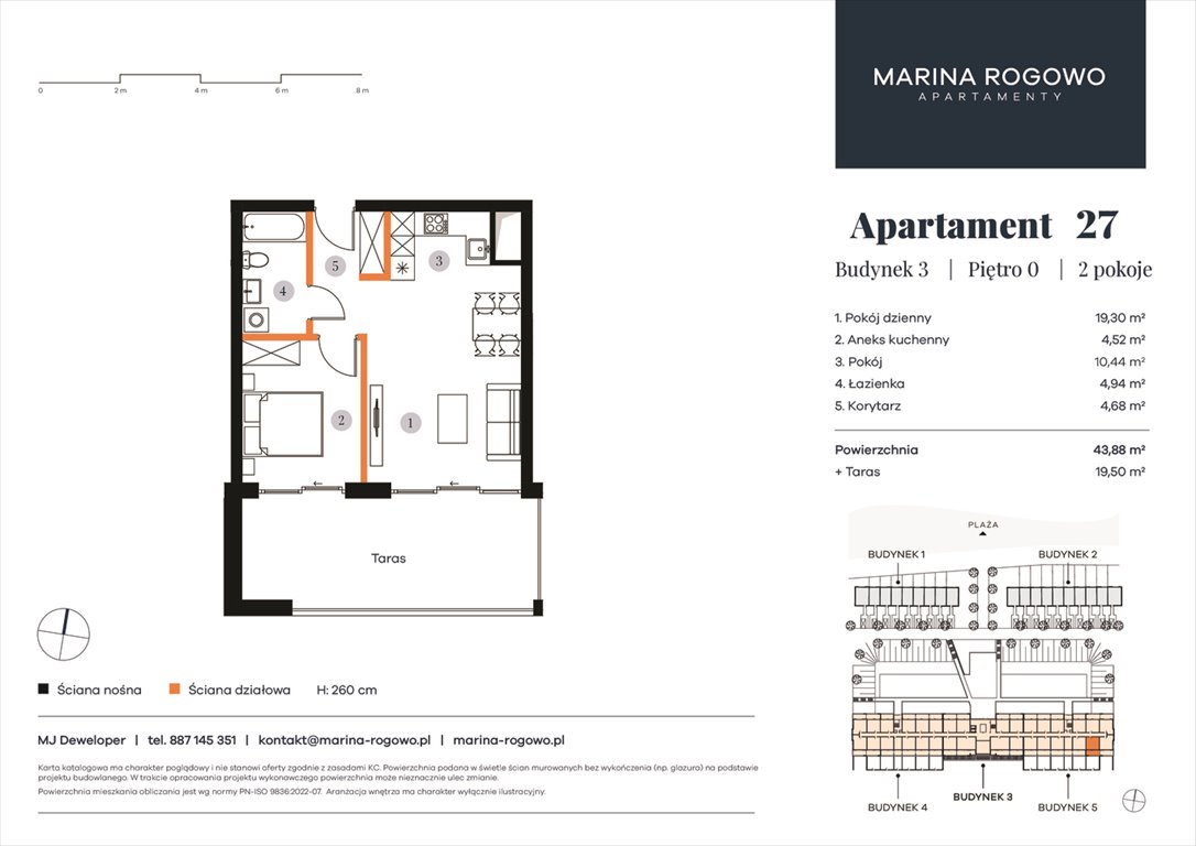 Nowe mieszkanie dwupokojowe APARTAMENTY MARINA ROGOWO Rogowo, Rogowo 65  44m2 Foto 1