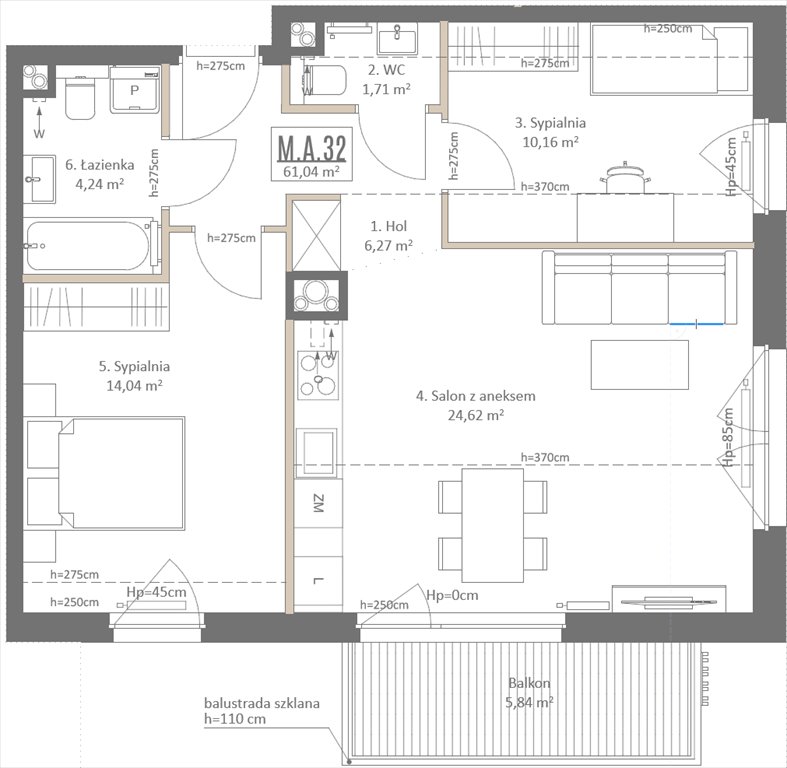 Nowe mieszkanie trzypokojowe Botanika Gdańsk, Osowa, Izydy  61m2 Foto 1