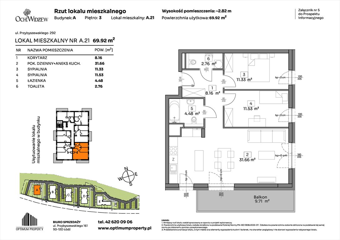 Nowe mieszkanie trzypokojowe OchWidzew Łódź, Widzew, Przybyszewskiego 292-300  70m2 Foto 1
