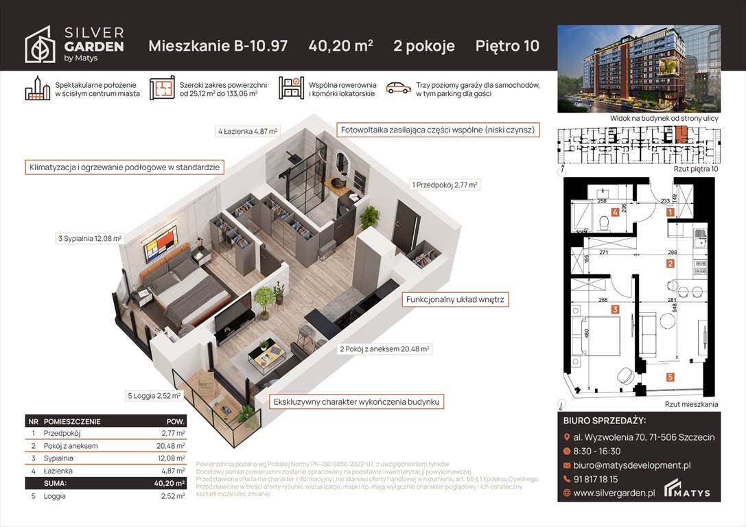 Nowe mieszkanie dwupokojowe Silver Garden Szczecin, Centrum, al. Wyzwolenia 70 / ul. Staszica 21  40m2 Foto 1