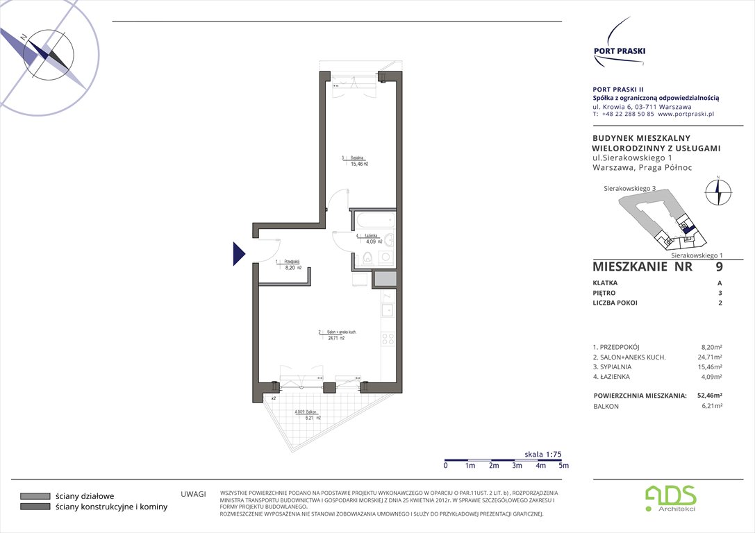 Nowe mieszkanie dwupokojowe Sierakowskiego 1 i 3 Warszawa, Praga Północ, Sierakowskiego 1-3  52m2 Foto 1