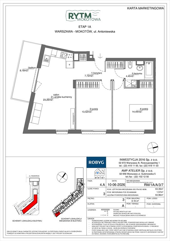 Nowe mieszkanie trzypokojowe Rytm Mokotowa Warszawa, Mokotów, Antoniewska 3B  63m2 Foto 1