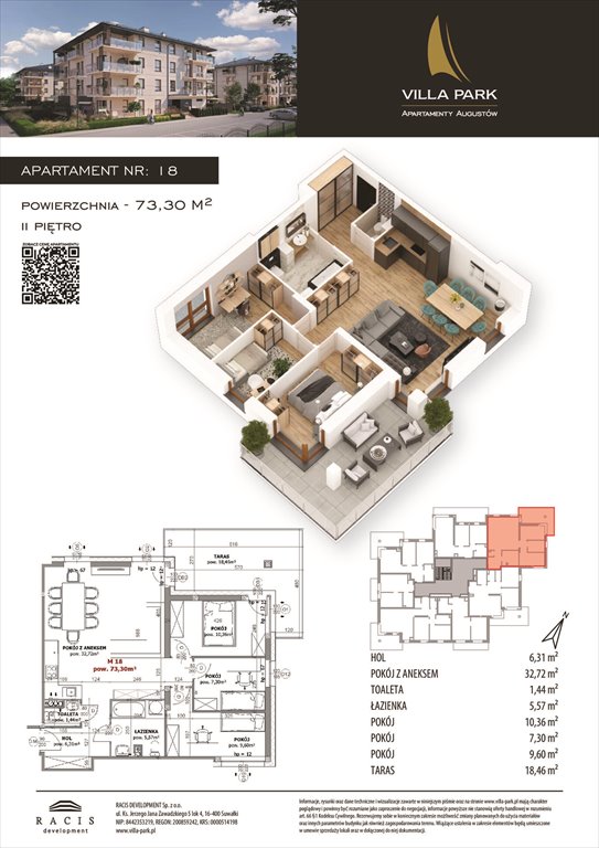 Nowe mieszkanie czteropokojowe  Villa Park - Etap III Augustów, Wypoczynkowa  73m2 Foto 1