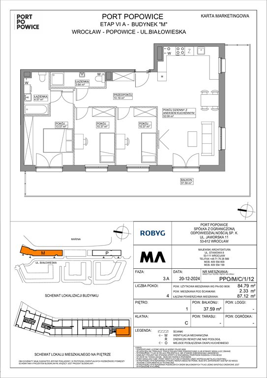 Nowe mieszkanie czteropokojowe  Port Popowice Wrocław, Fabryczna, Białowieska 91a  85m2 Foto 1