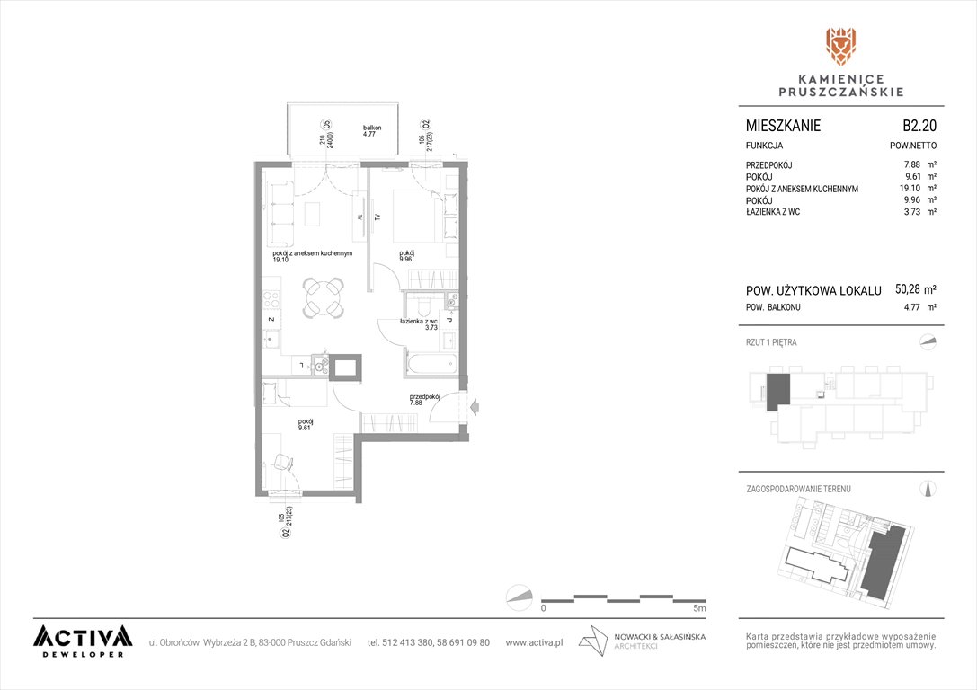 Nowe mieszkanie trzypokojowe Kamienice Pruszczańskie Pruszcz Gdański, ul. Grunwaldzka 71B, 71C  50m2 Foto 1