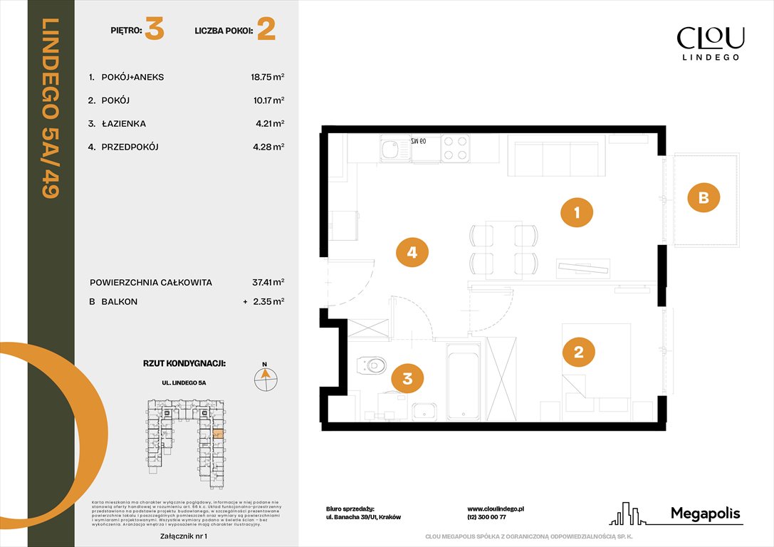 Nowe mieszkanie dwupokojowe Clou Lindego Kraków, Lindego 5a  38m2 Foto 1