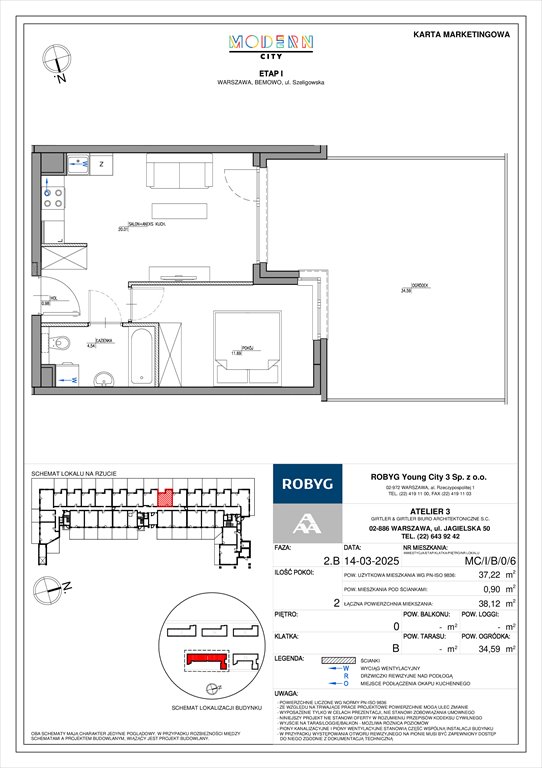 Nowe mieszkanie dwupokojowe Modern City Warszawa, Bemowo, Szeligowska  37m2 Foto 1