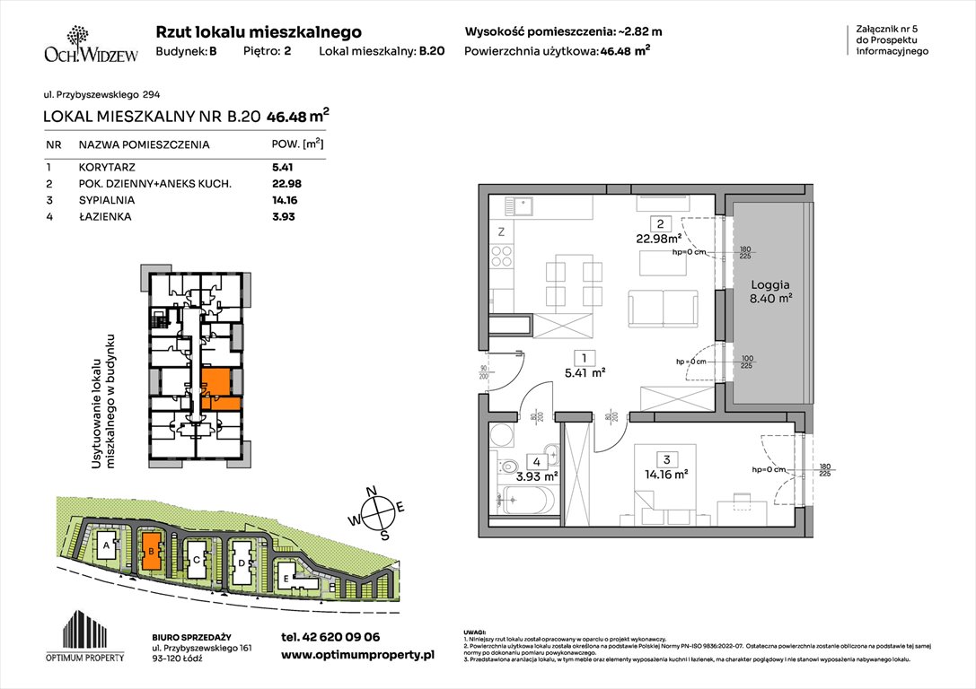 Nowe mieszkanie dwupokojowe OchWidzew Łódź, Widzew, Przybyszewskiego 292-300  46m2 Foto 1