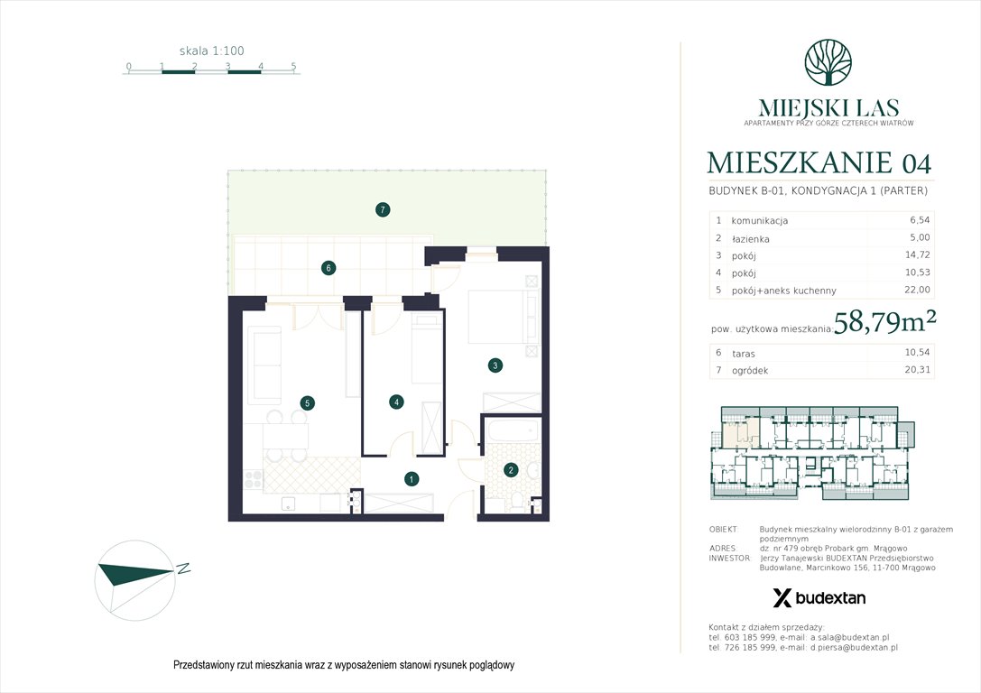 Nowe mieszkanie trzypokojowe MIEJSKI LAS APARTAMENTY PRZY GÓRZE CZTERECH WIATRÓW Marcinkowo, Marcinkowo 156  59m2 Foto 1