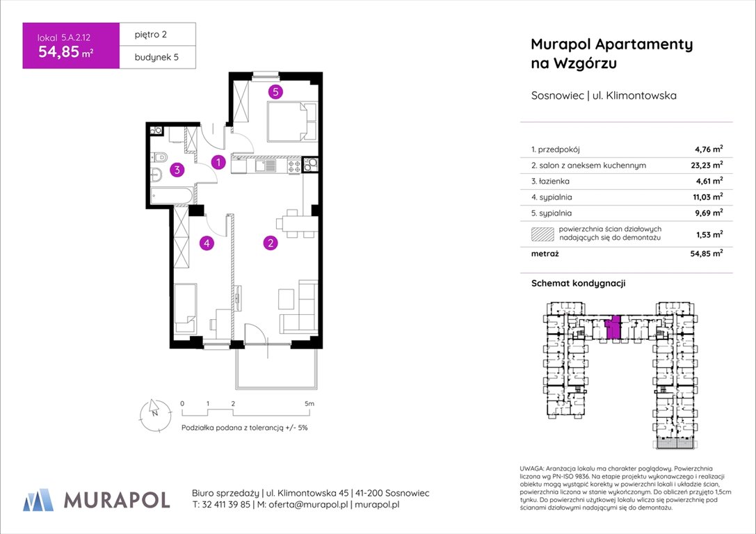 Nowe mieszkanie trzypokojowe Murapol Apartamenty na Wzgórzu Sosnowiec, ul. Klimontowska  55m2 Foto 1