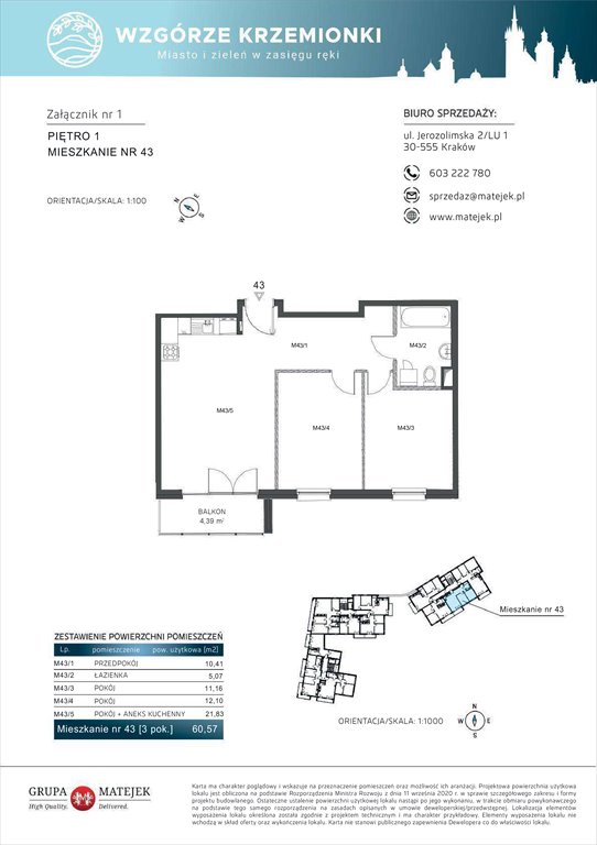 Nowe mieszkanie trzypokojowe WZGÓRZE KRZEMIONKI 2 Kraków, Podgórze, Jerozolimska 4  61m2 Foto 1
