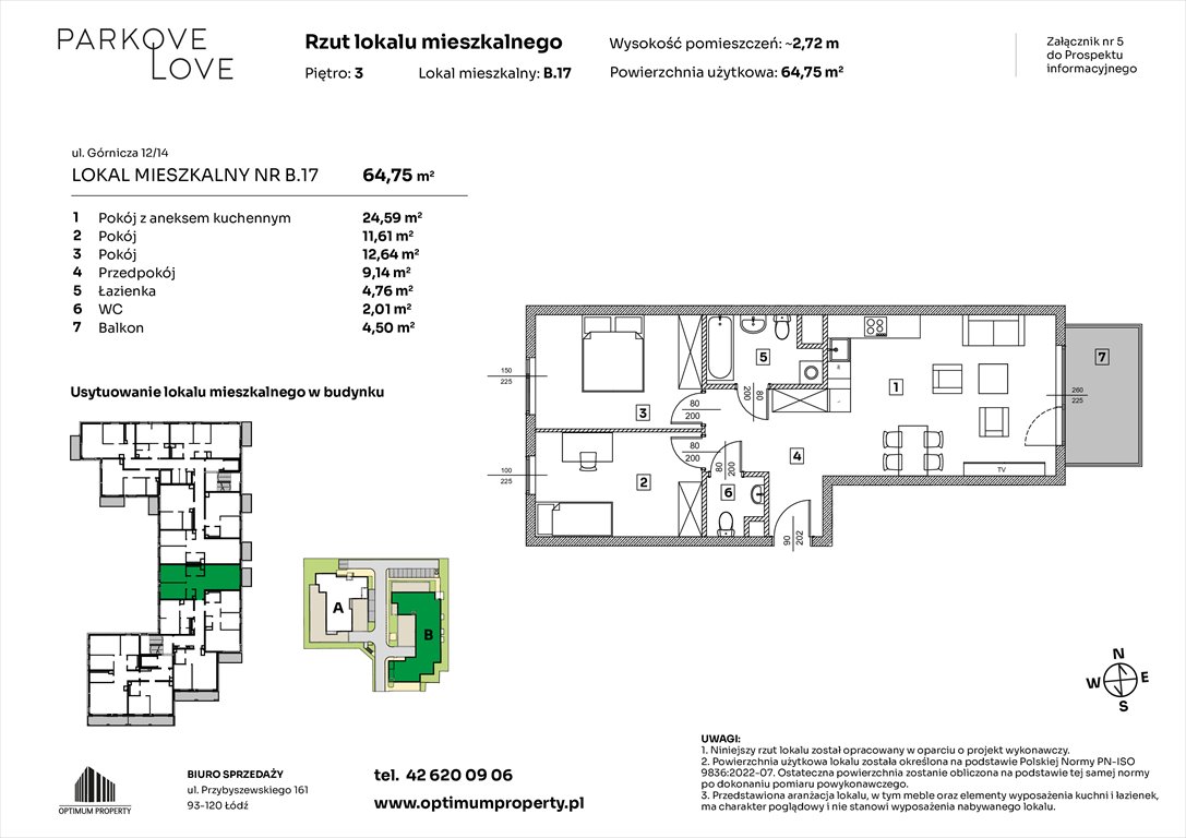 Nowe mieszkanie trzypokojowe PARKOVE LOVE Łódź, Bałuty-Doły, ul. Górnicza 12/14  65m2 Foto 1