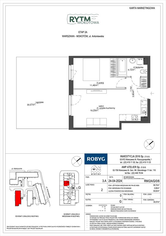 Nowe mieszkanie dwupokojowe Rytm Mokotowa Warszawa, Mokotów, Antoniewska  39m2 Foto 1