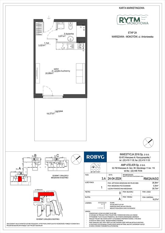 Nowa kawalerka Rytm Mokotowa Warszawa, Mokotów, Antoniewska  28m2 Foto 1