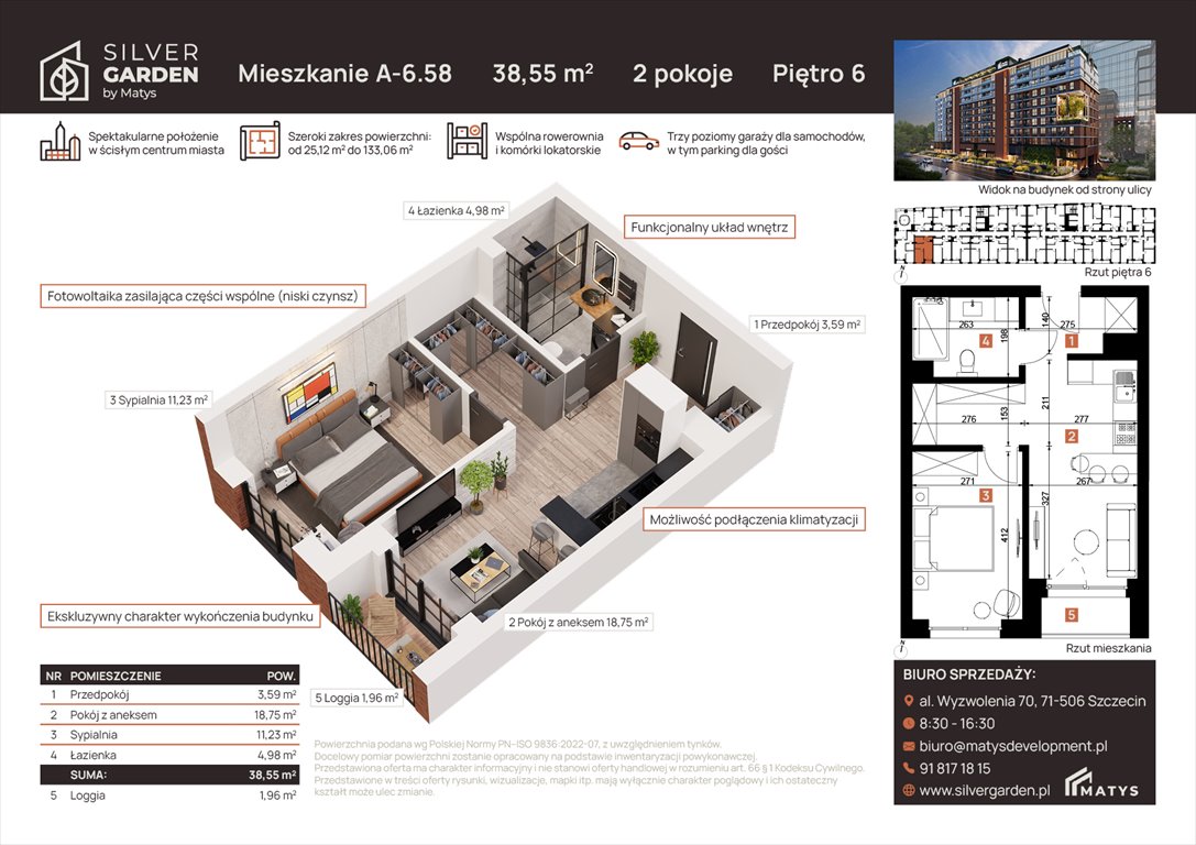 Nowe mieszkanie dwupokojowe Silver Garden Szczecin, Centrum, al. Wyzwolenia 70 / ul. Staszica 21  39m2 Foto 1