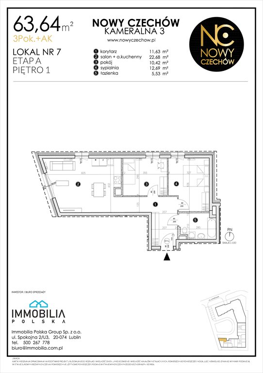 Nowe mieszkanie trzypokojowe NOWY CZECHÓW Lublin, CZECHÓW, Kameralna 3  64m2 Foto 1