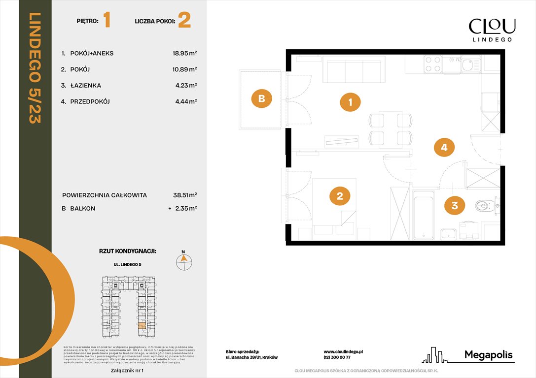 Nowe mieszkanie dwupokojowe Clou Lindego Kraków, Lindego 5  39m2 Foto 1