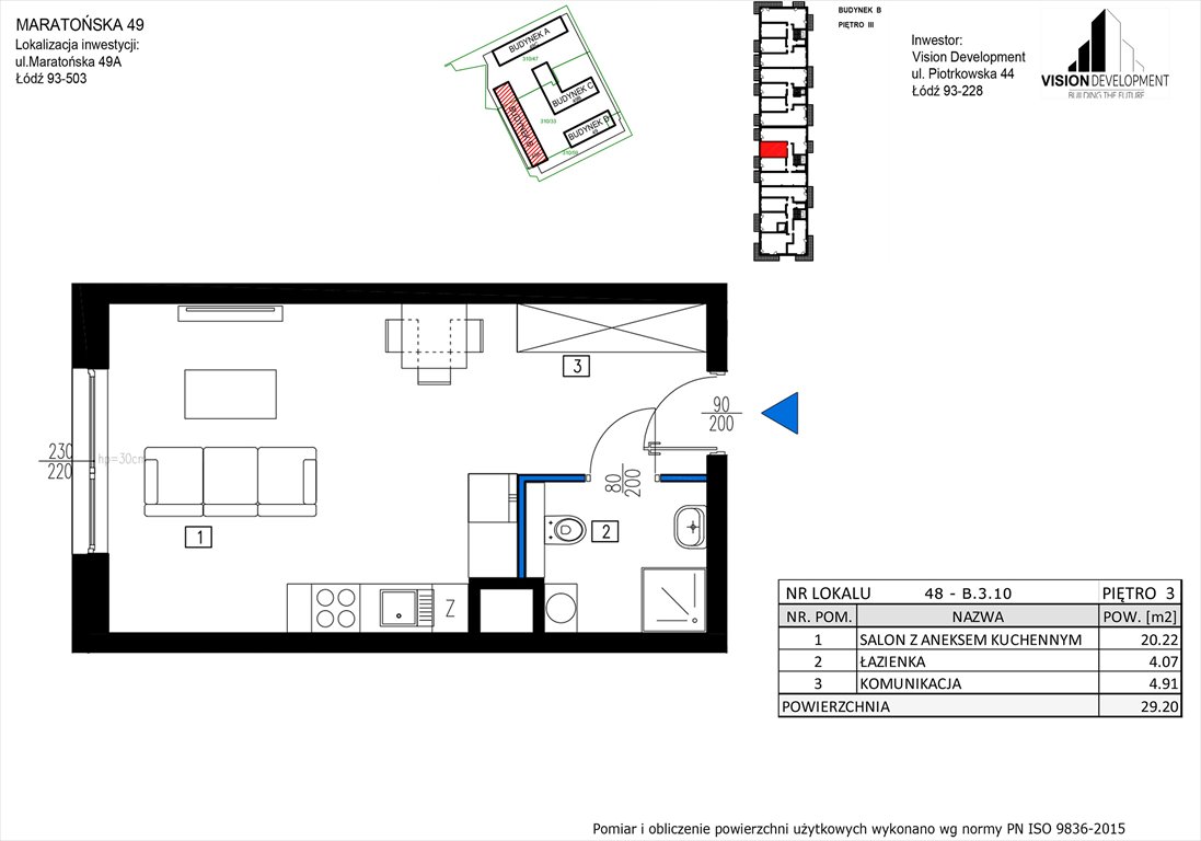 Nowa kawalerka Maratońska 49 Nowa Retkinia  Łódź, Retkinia, Maratońska 49C  29m2 Foto 1