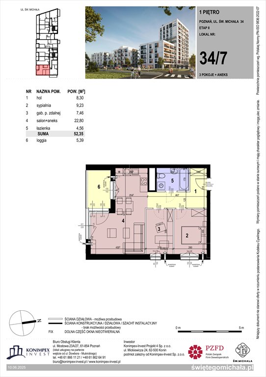 Nowe mieszkanie trzypokojowe Świętego Michała etap 2 Poznań, Komandoria, Świętego Michała 36  52m2 Foto 1