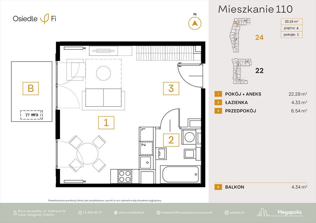 Nowa kawalerka Osiedle FI 3 Kraków, Podgórze, Rzemieślnicza 22-24  33m2 Foto 1