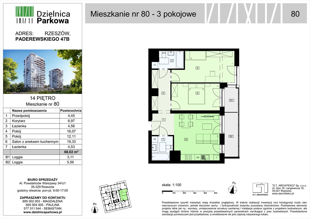 Nowe mieszkanie trzypokojowe Dzielnica Parkowa Rzeszów, Paderewskeigo 51  68m2 Foto 1