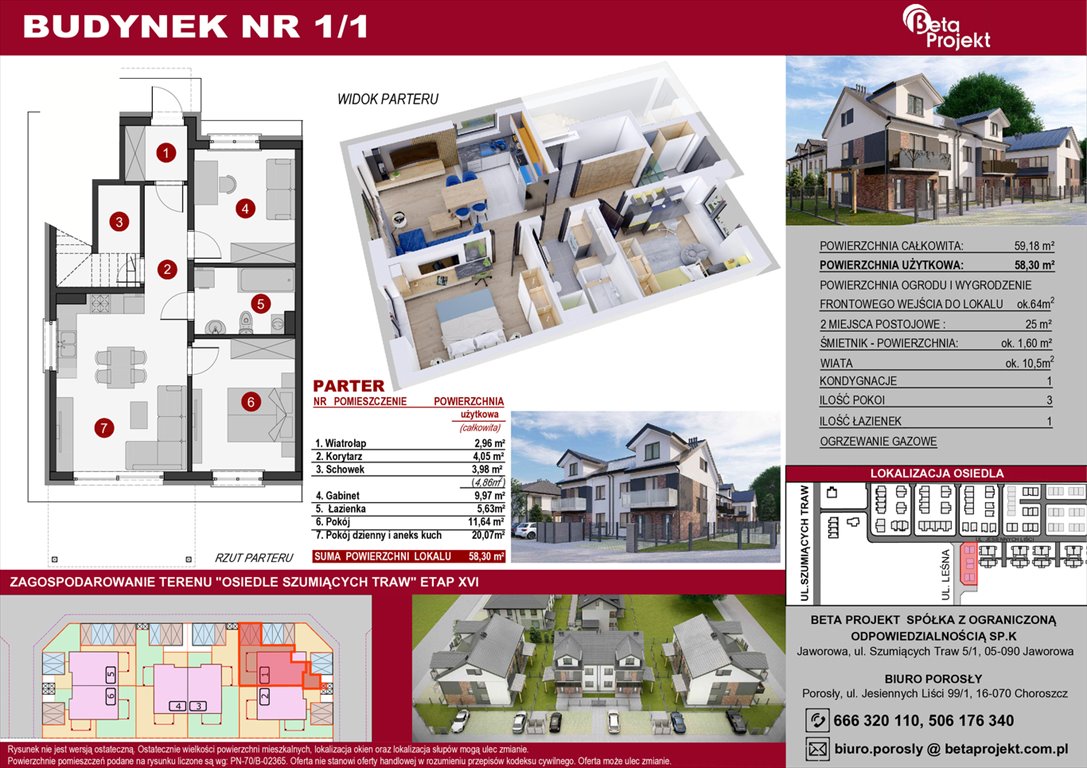 Nowe mieszkanie trzypokojowe Osiedle Szumiących Traw Etap XVI Porosły, Jesiennych Liści 99/1  58m2 Foto 1
