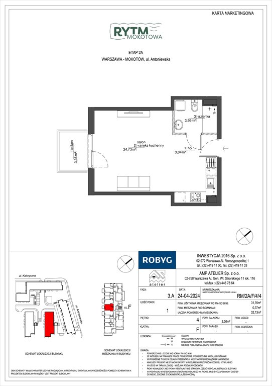 Nowa kawalerka Rytm Mokotowa Warszawa, Mokotów, Antoniewska 3B  32m2 Foto 1