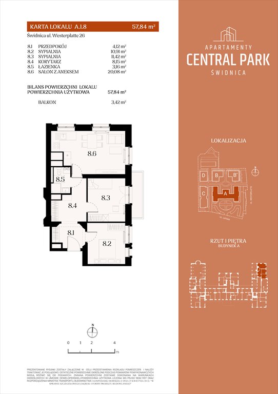 Nowe mieszkanie trzypokojowe Apartamenty Central Park Świdnica Świdnica, Lipowa 14  58m2 Foto 1