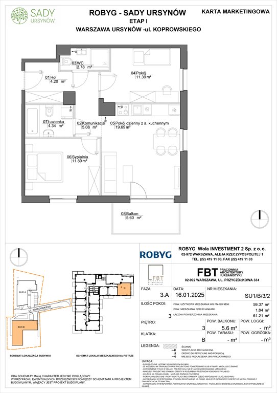 Nowe mieszkanie trzypokojowe Sady Ursynów Warszawa, Koprowskiego  59m2 Foto 1