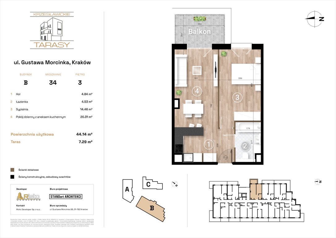 Nowe mieszkanie dwupokojowe KRZESŁAWICKIE TARASY Kraków, Wzgórza Krzesławickie, Gustawa Morcinka  44m2 Foto 1