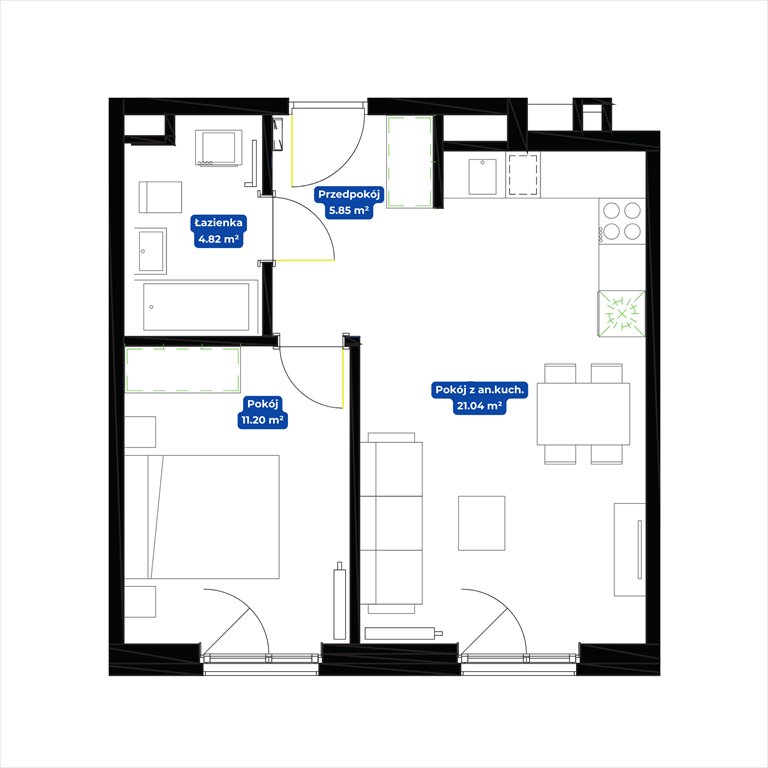 Nowe mieszkanie dwupokojowe Nowa Siewna Kraków, Prądnik Biały, Siewna 2  43m2 Foto 1
