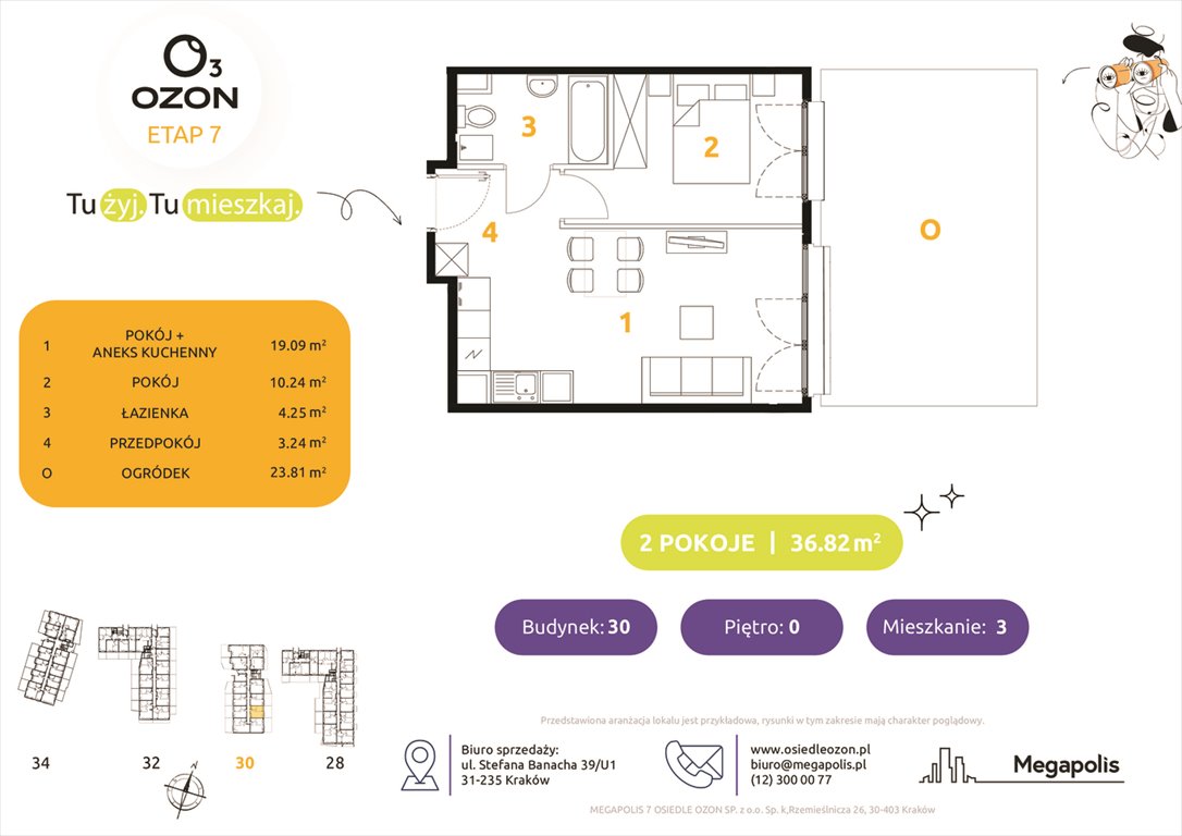 Nowe mieszkanie dwupokojowe Osiedle Ozon etap 7 Kraków, Prądnik Biały, Banacha 28-34  37m2 Foto 1