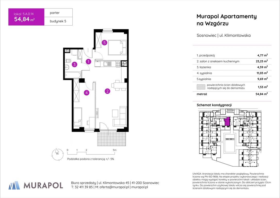 Nowe mieszkanie trzypokojowe Murapol Apartamenty na Wzgórzu Sosnowiec, ul. Klimontowska  55m2 Foto 1