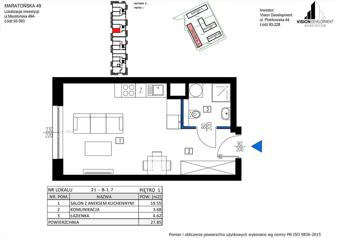 Nowa kawalerka Maratońska 49 Nowa Retkinia  Łódź, Retkinia, Maratońska 49C  28m2 Foto 1