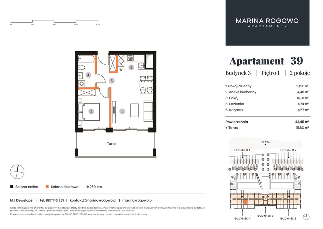 Nowe mieszkanie dwupokojowe APARTAMENTY MARINA ROGOWO Rogowo, Rogowo 65  43m2 Foto 1