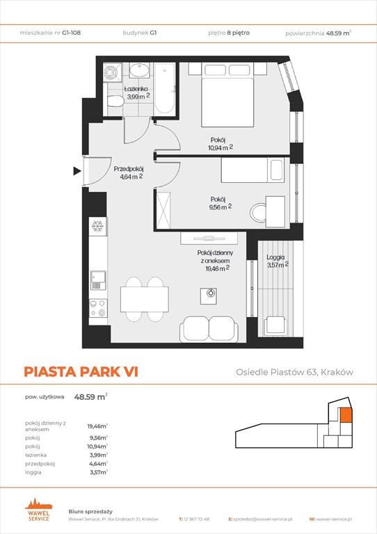 Nowe mieszkanie trzypokojowe PIASTA PARK VI Kraków, Mistrzejowice, Osiedle Piastów 63  49m2 Foto 1