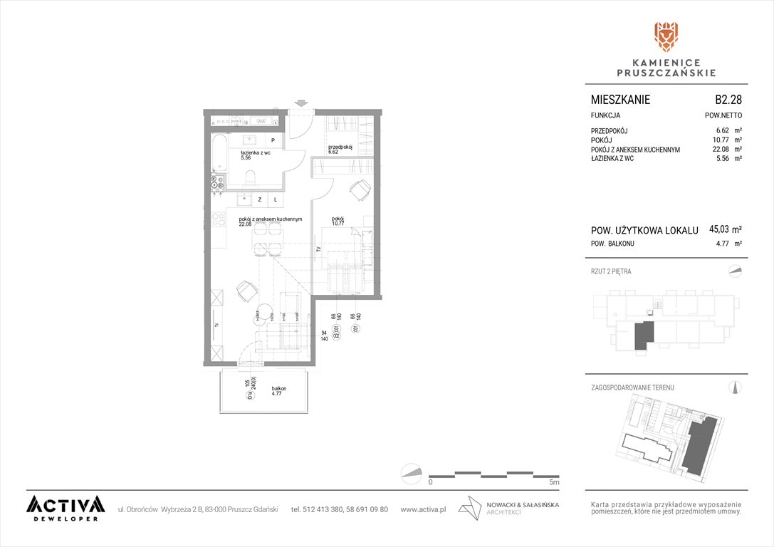 Nowe mieszkanie dwupokojowe Kamienice Pruszczańskie Pruszcz Gdański, ul. Grunwaldzka 71B, 71C  45m2 Foto 1