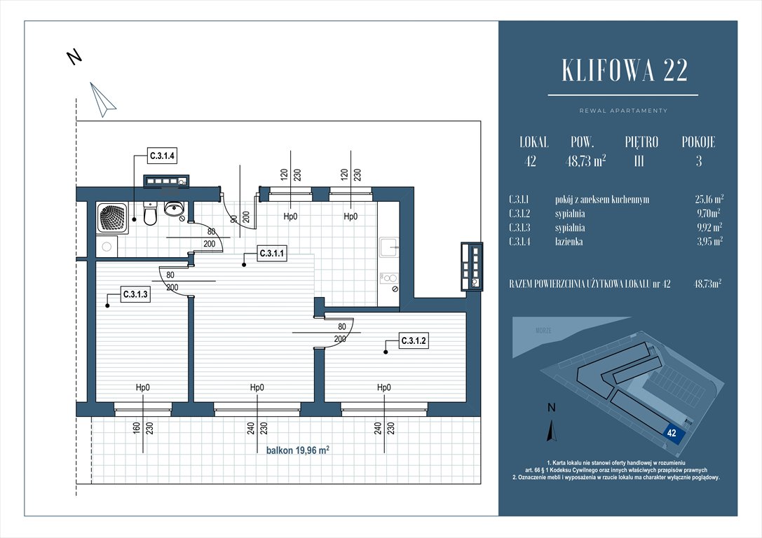 Nowe mieszkanie trzypokojowe Klifowa 22 Rewal, Ul. Klifowa 22  49m2 Foto 1