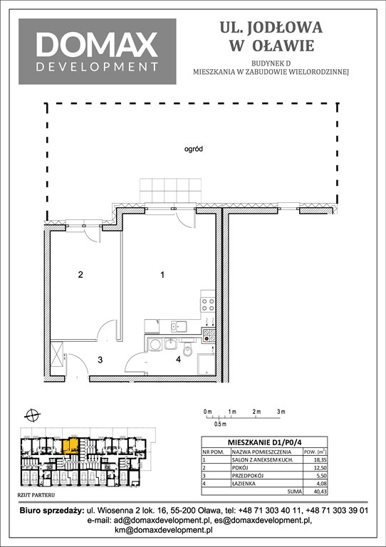 Nowe mieszkanie dwupokojowe Osiedle Jodłowa etap II bud D Oława, Nowy Otok, Jodłowa 38-40  40m2 Foto 1