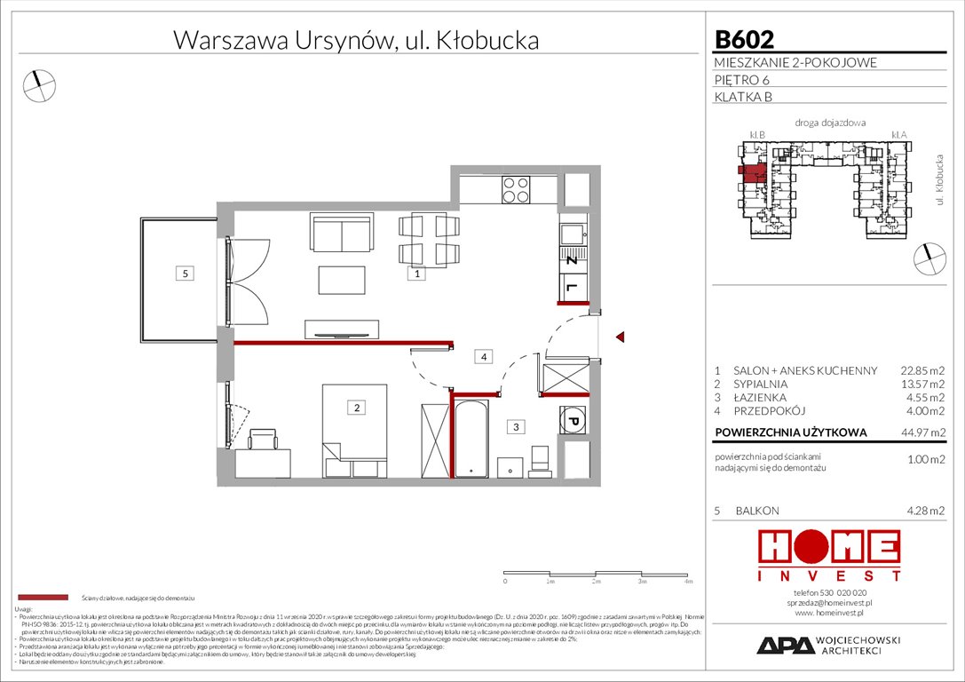 Nowe mieszkanie dwupokojowe Enklawa Ursynów Warszawa, Ursynów, ul. Kłobucka 23A  45m2 Foto 1
