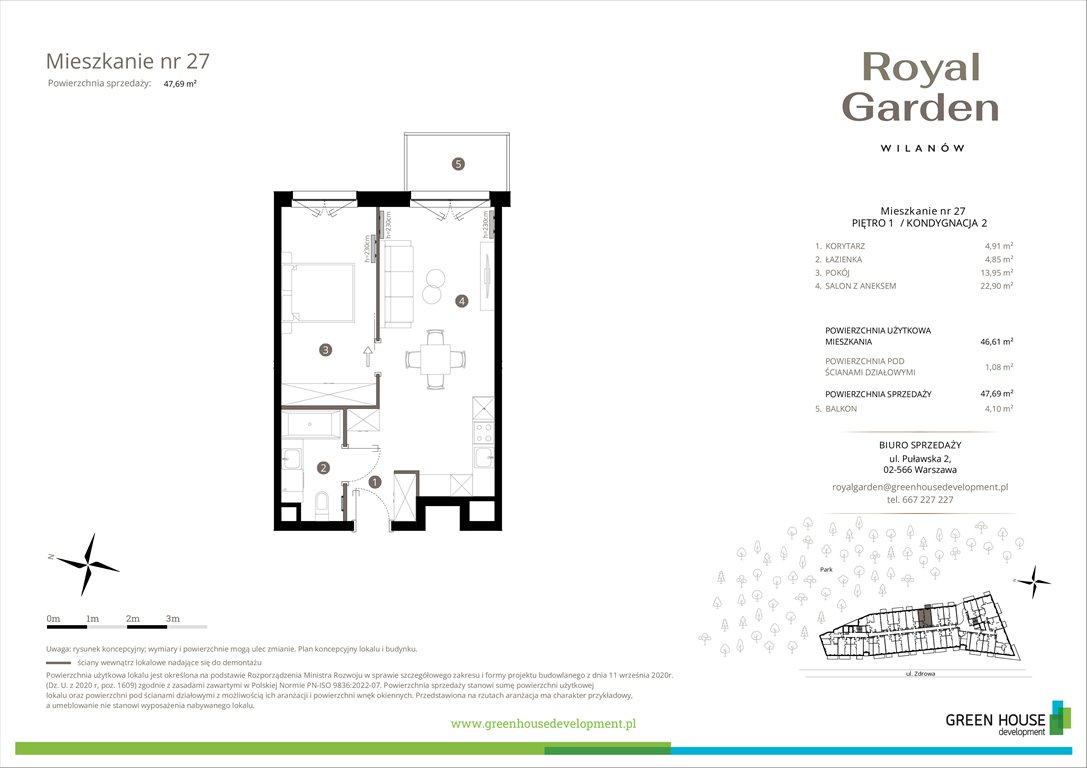 Nowe mieszkanie dwupokojowe Royal Garden Wilanów Warszawa, Wilanów, Zdrowa 2  47m2 Foto 1