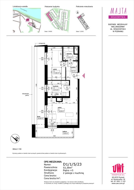 Nowe mieszkanie dwupokojowe MALTA Wołkowyska etap 3 Poznań, Rataje, ul. Klemensa Mikuły 1 i 3  53m2 Foto 1