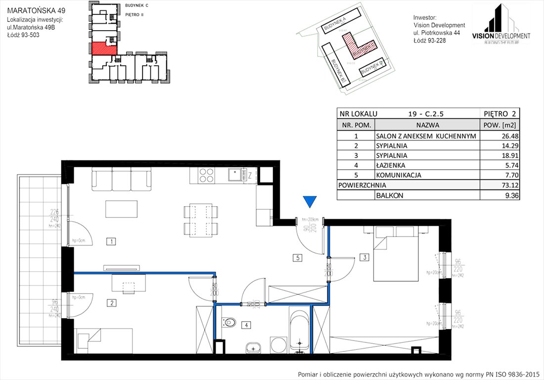 Nowe mieszkanie trzypokojowe Maratońska 49 Nowa Retkinia  Łódź, Retkinia, Maratońska 49C  73m2 Foto 1