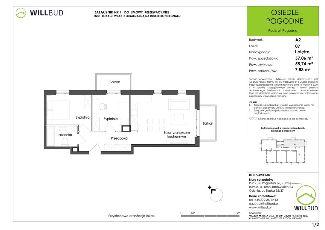 Nowe mieszkanie trzypokojowe Osiedle Pogodne w Pucku Puck, Pogodna  56m2 Foto 1
