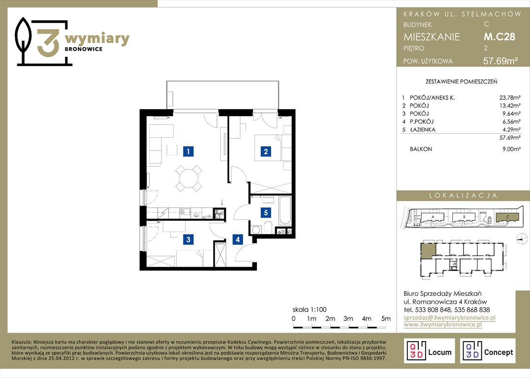 Nowe mieszkanie trzypokojowe 3 Wymiary Bronowice Kraków, Bronowice Wielkie, Stelmachów  58m2 Foto 1