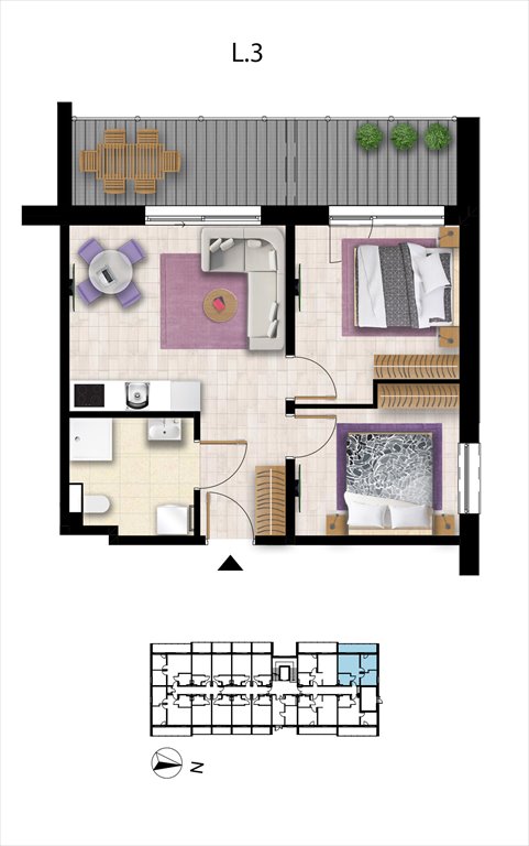 Nowe mieszkanie trzypokojowe Sunset Resort Grzybowo, Nadmorska 98 -106  45m2 Foto 1