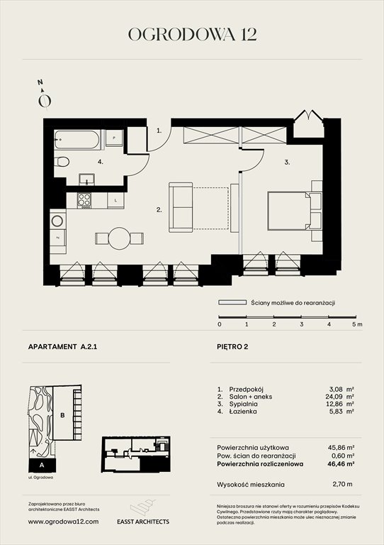 Nowe mieszkanie Apartamentowiec Ogrodowa 12 Poznań, Ogrodowa 12  46m2 Foto 1