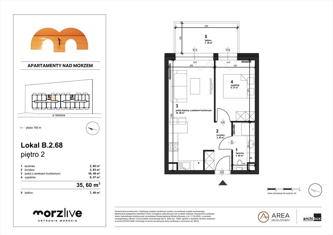 Nowe mieszkanie dwupokojowe MORZLIVE Ustronie Morskie, Graniczna 4  36m2 Foto 1