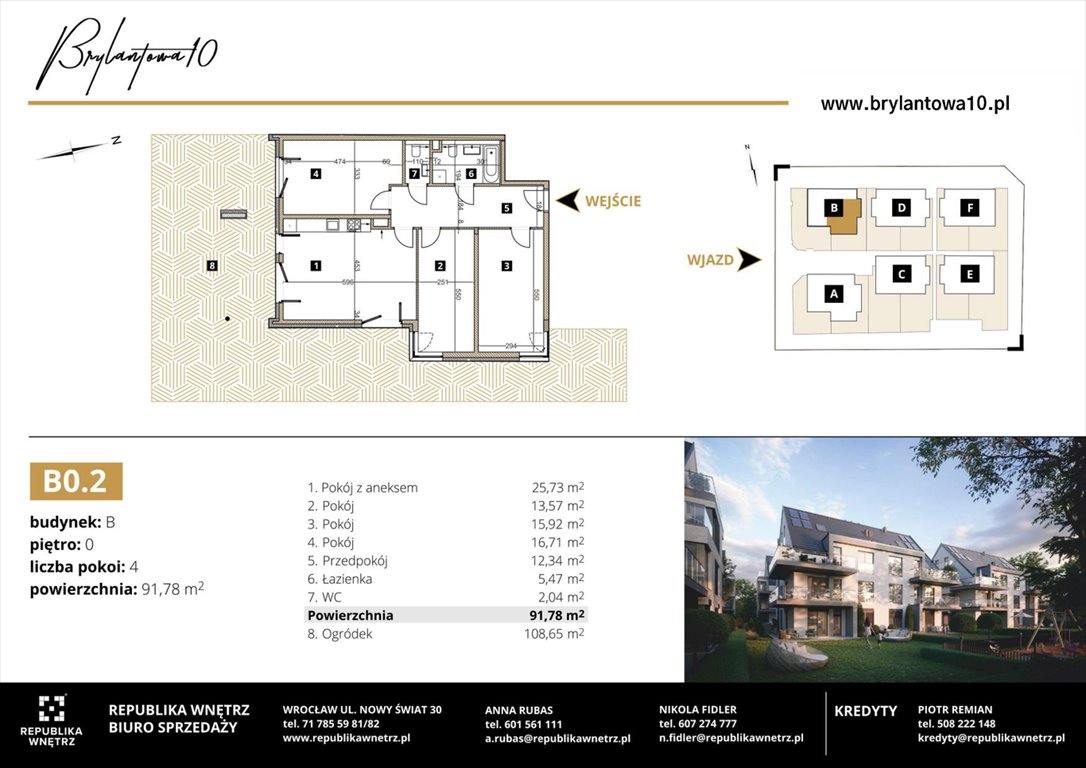 Nowe mieszkanie czteropokojowe  Brylantowa 10 Wrocław, Ołtaszyn, Brylantowa 10  92m2 Foto 1